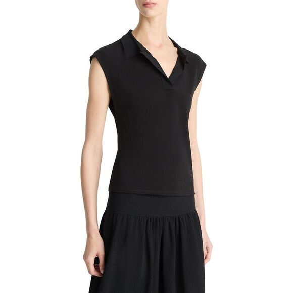 Vince Tops - Vince Womens Cap Sleeve Polo Shirt